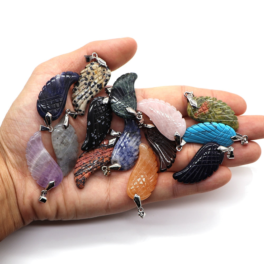 Angel Wing Pendants Natural Crystal Healing Gemstone