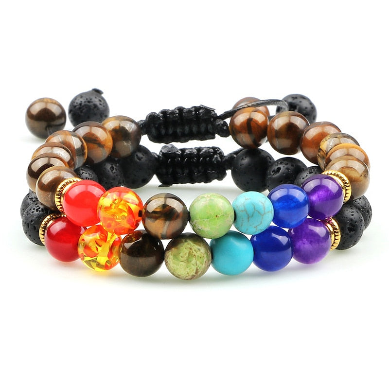 Men Women 8mm Natural Beaded Bracelet Lava