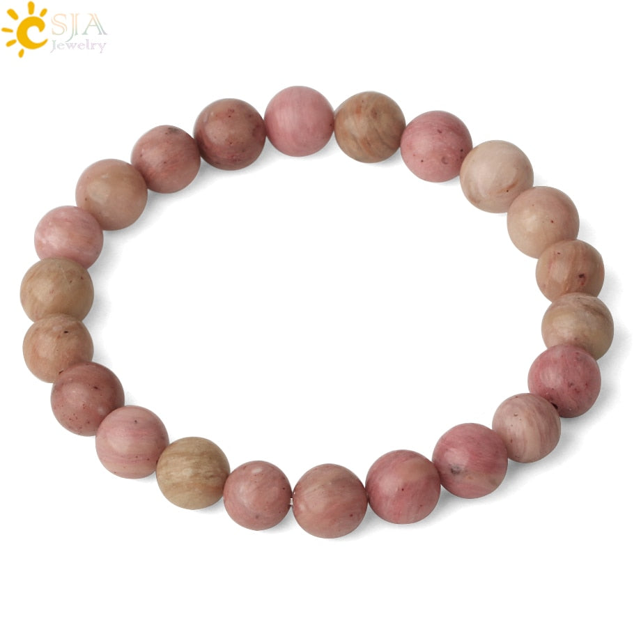 Natural Stones Strand Bracelets Single Color