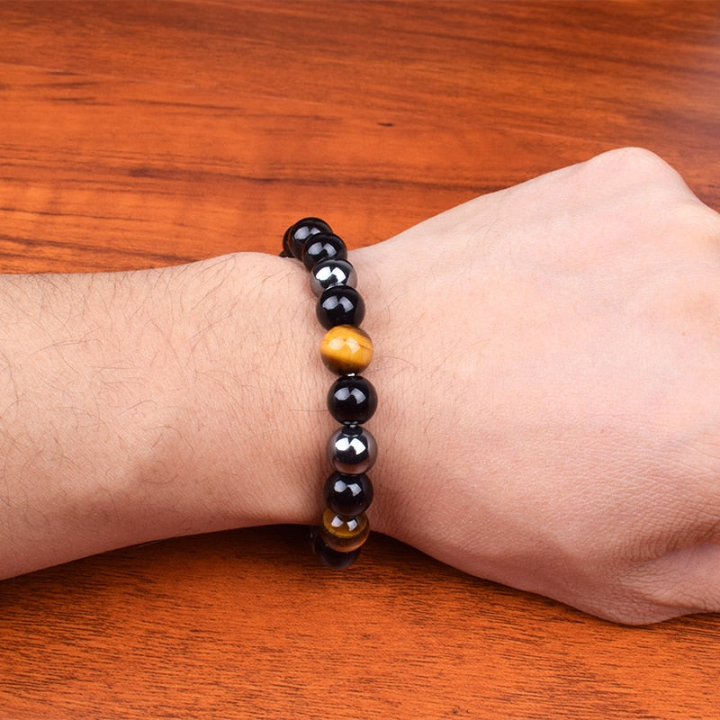 Tiger Eye & Hematite Bracelets Natural Obsidian Beads