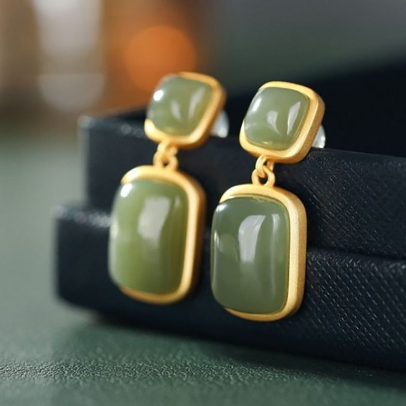 Classical Gentle Natural Hotan White Jade Inlaid Double Stone