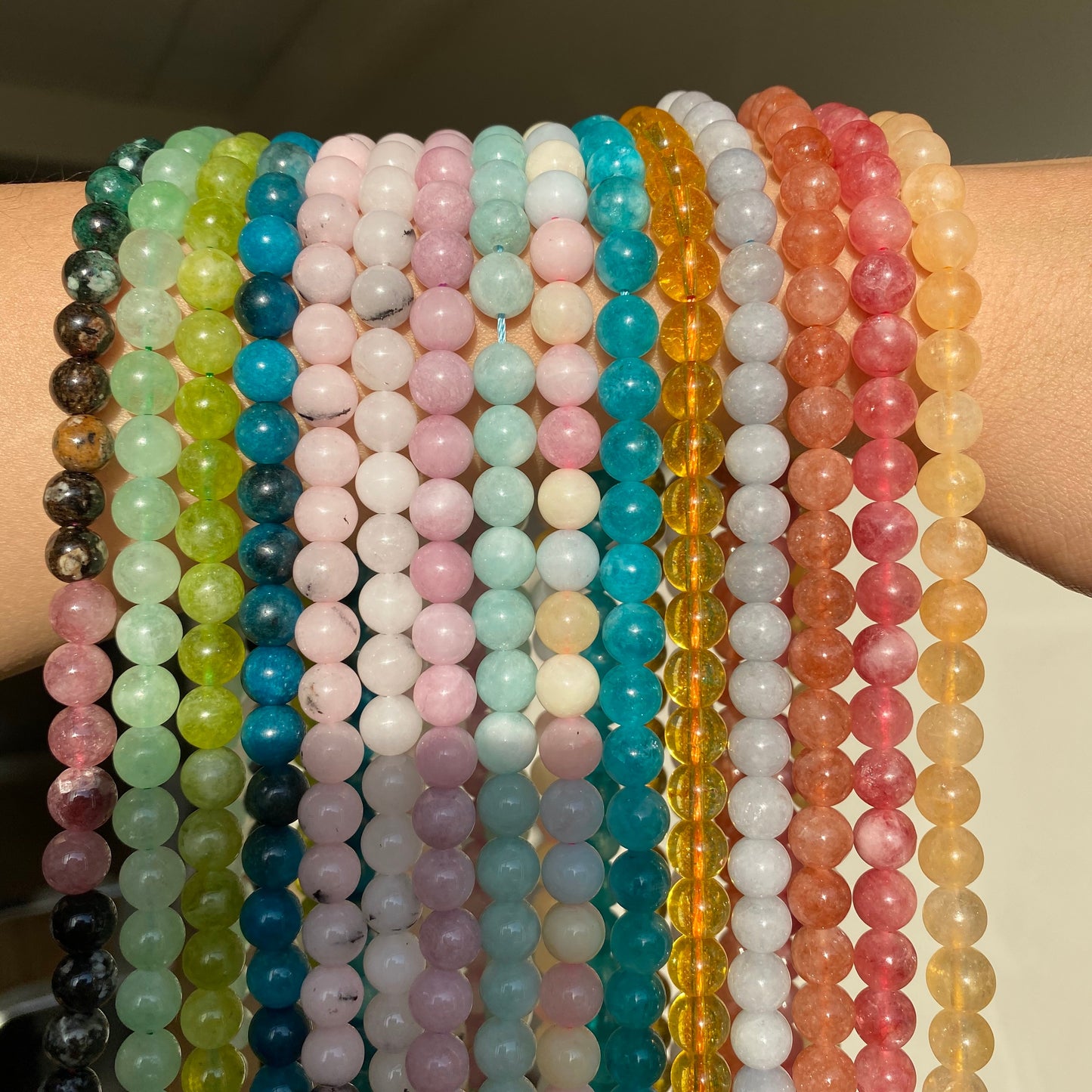Natural Gems Jades Stone Beads Multicolor Chalcedonies