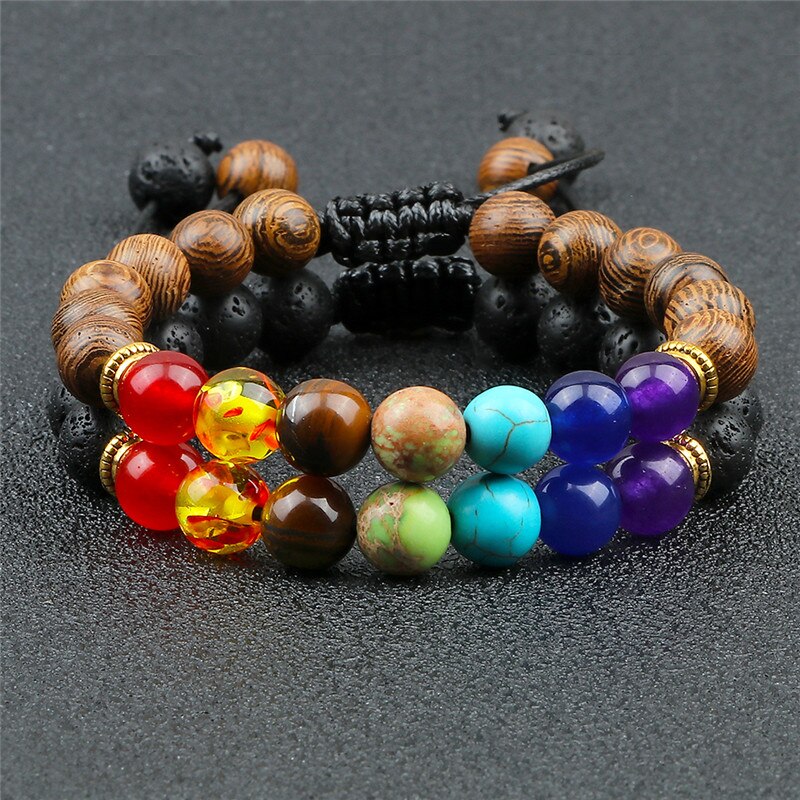 Men Women 8mm Natural Beaded Bracelet Lava