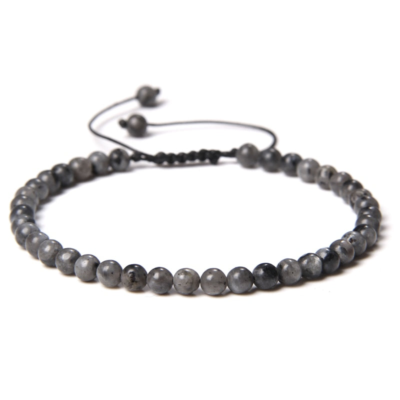 Adjustable 4MM Stone Beads Bracelet For Women