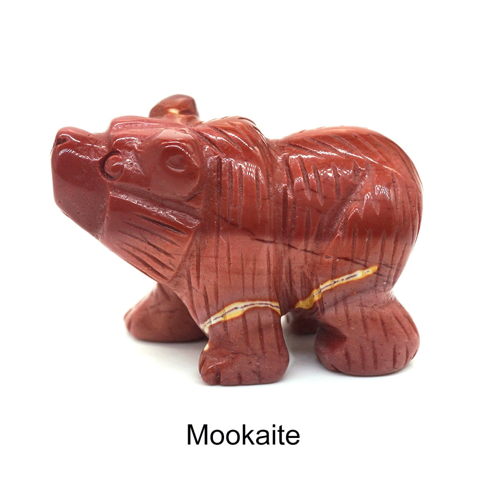 Bear Statue Natural Stone Hand Carved Figure Room