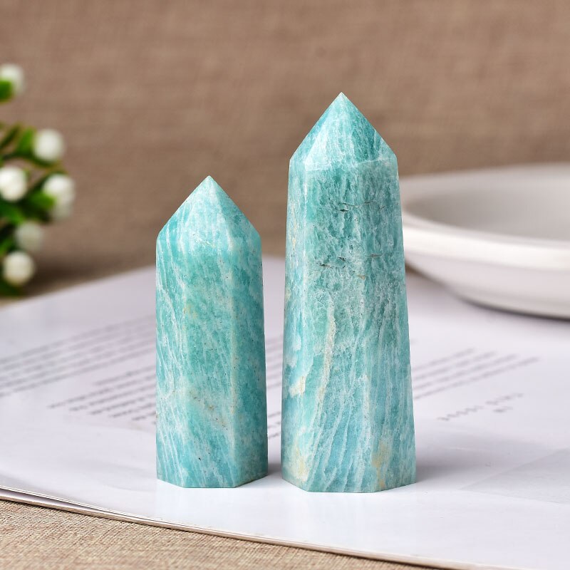 Crystal Point amazonite Healing Obelisk Quartz Wand Green
