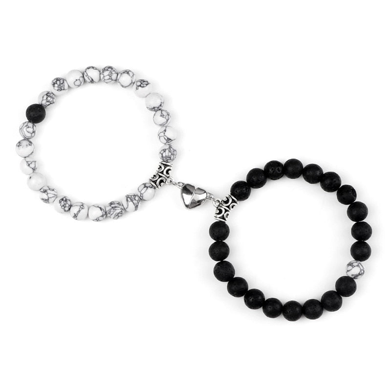Beads Bracelet For Lovers Natural Stone Distance Heart