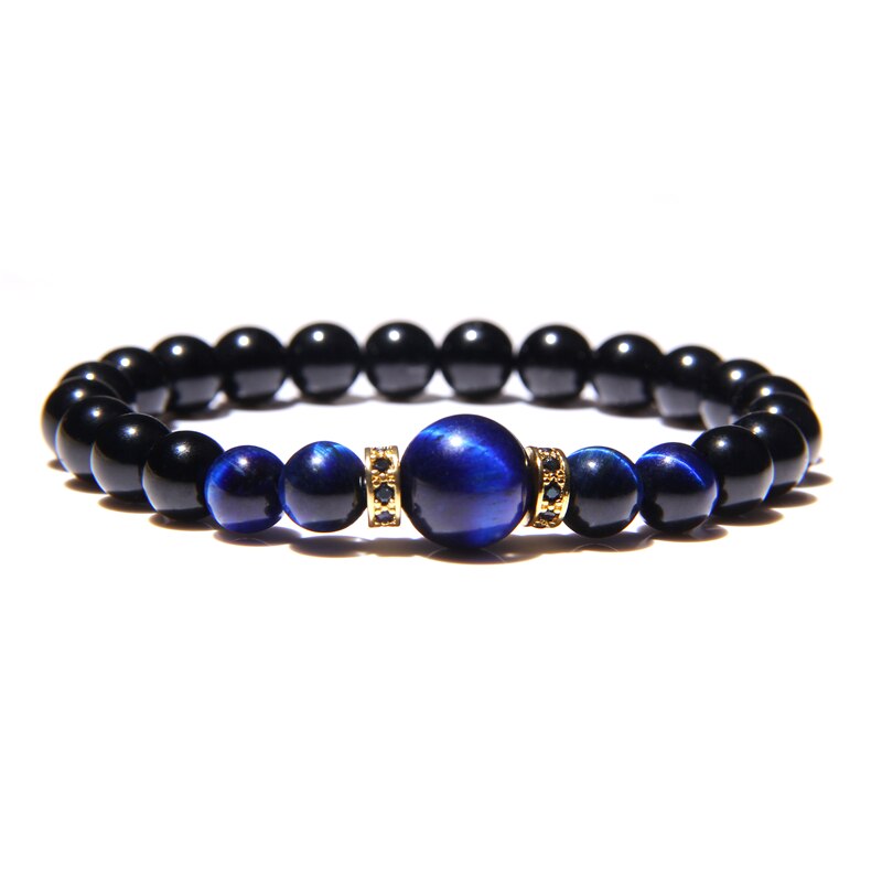 Natural Stone Bracelets Men Royal Blue Tiger Eye