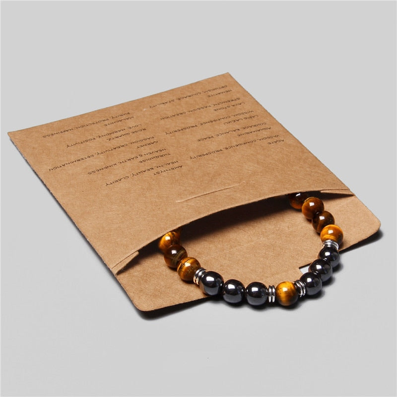 Men Bracelet Natural Hematite Tiger Eye Bead