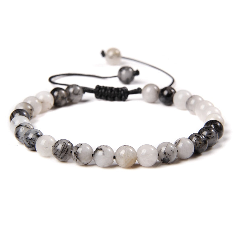 Men Bracelets Adjustable 6 mm Natural Green Jade