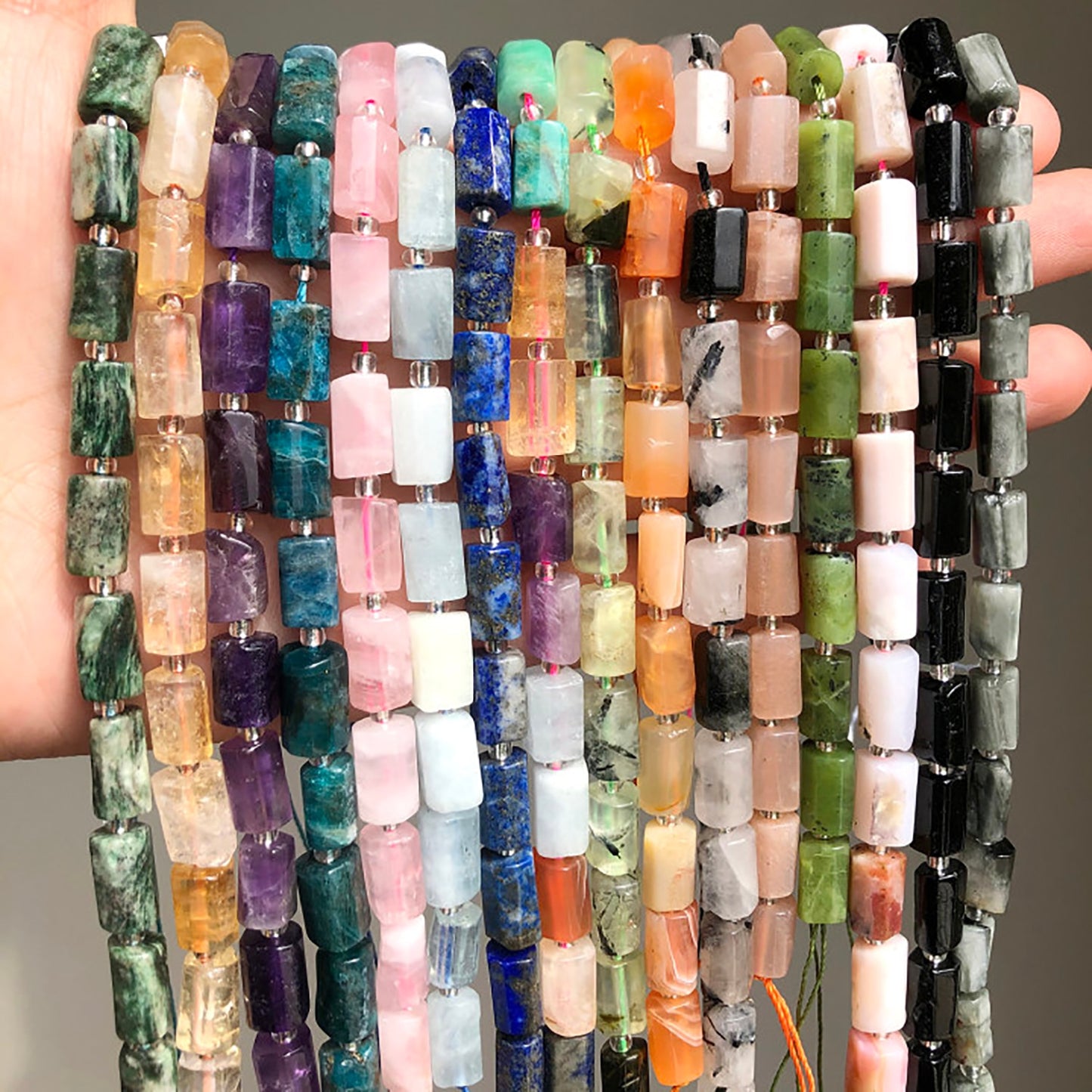 Natural Stone Beads Cylinder Prehnite
