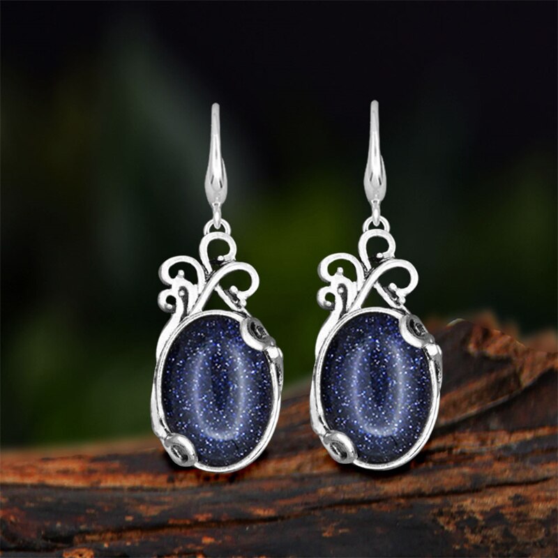 Vintage Natural Jades Dangle Earrings For Women