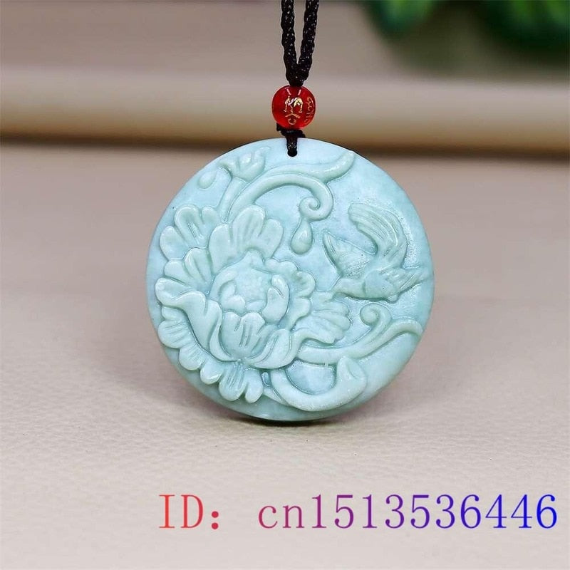 Lantian Jade Flowers Bloom and Wealth Pendant Necklace