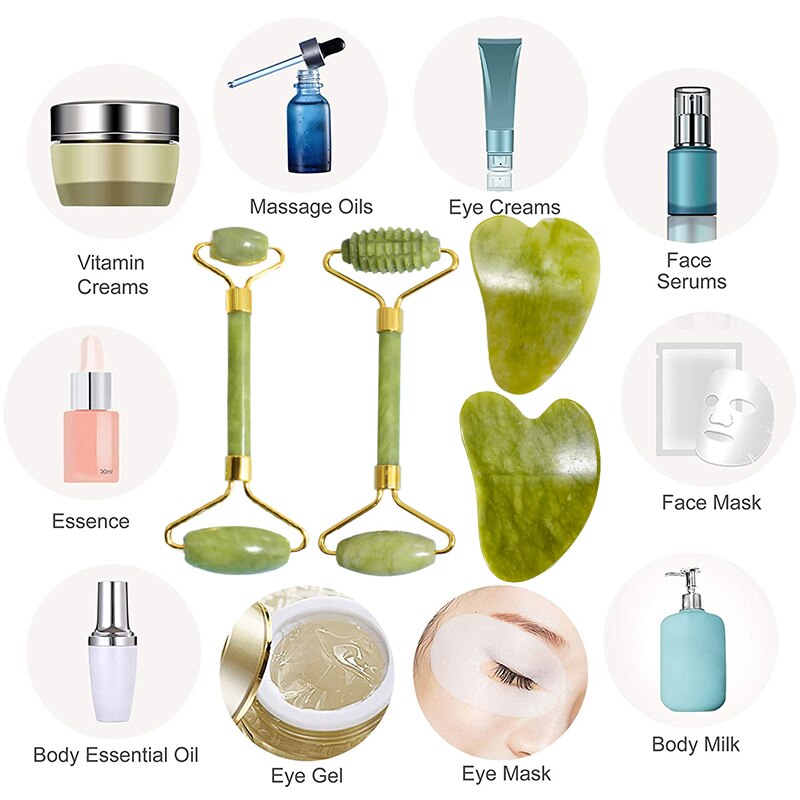 Skin Care Face Jade Massager Roller Gua sha Scraper