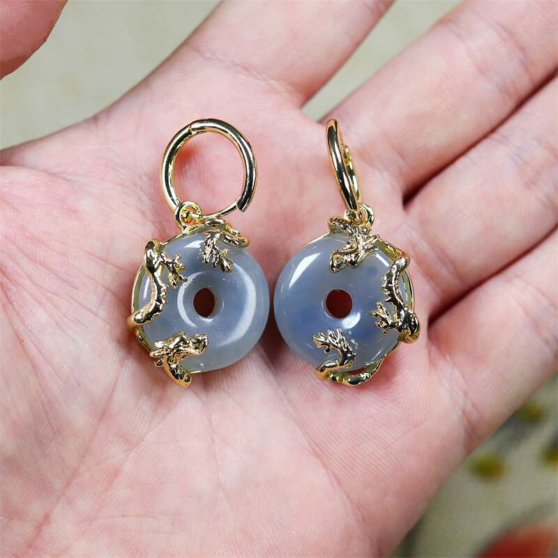 Jade Donut Earrings for Women Stone Luxury