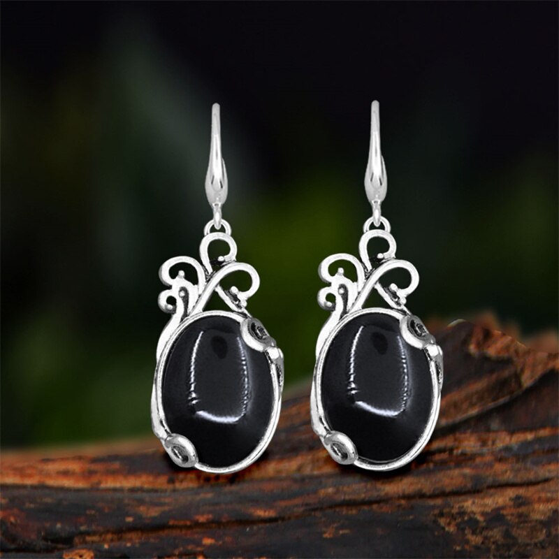 Vintage Natural Jades Dangle Earrings For Women