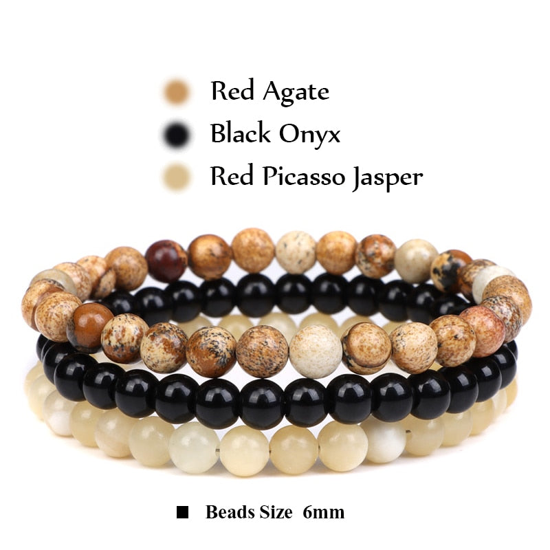 Stone Bracelet Set 6mm Beads Bracelets For Women Men