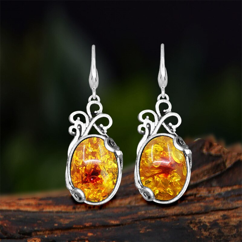 Vintage Natural Jades Dangle Earrings For Women