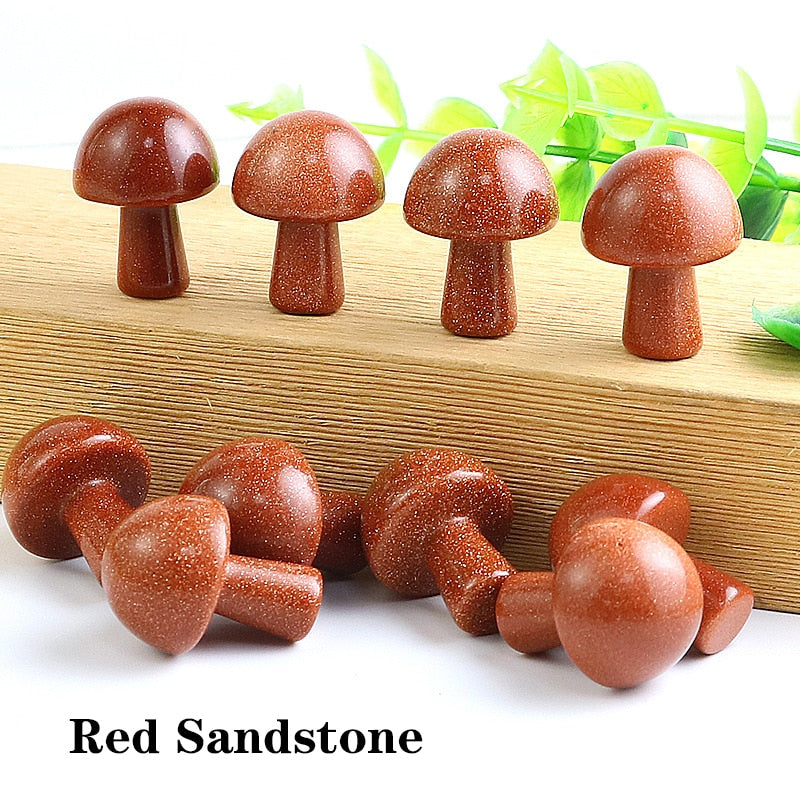 Mini Natural Crystal Mushroom Stone Statue Carving