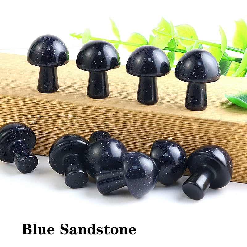 Mini Natural Crystal Mushroom Stone Statue Carving