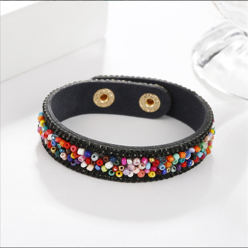 Stone Bracelets For Women Wrap Cuff Slake Leather