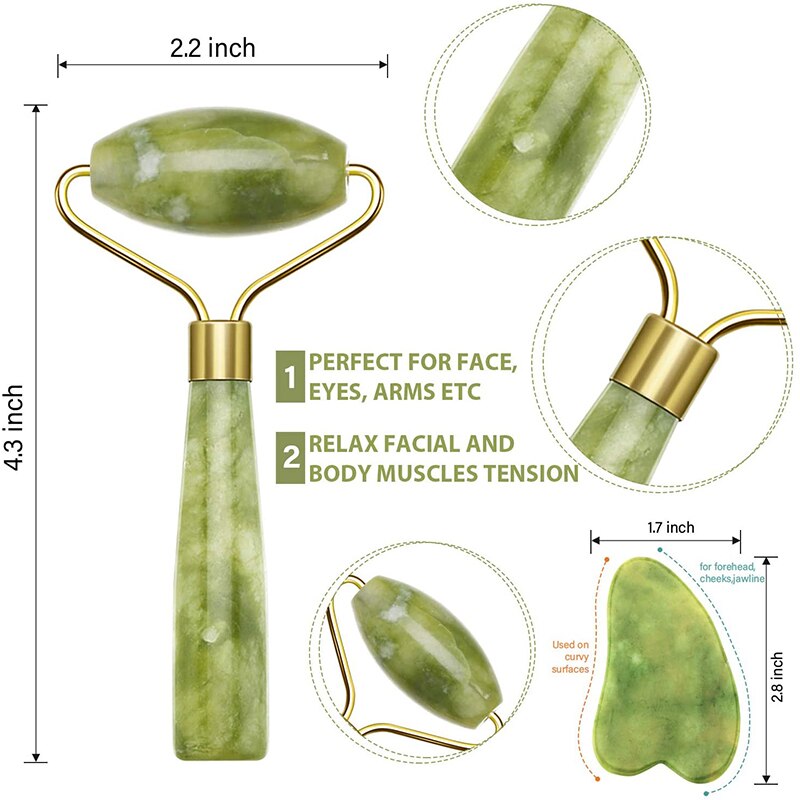 Skin Care Face Jade Massager Roller Gua sha Scraper