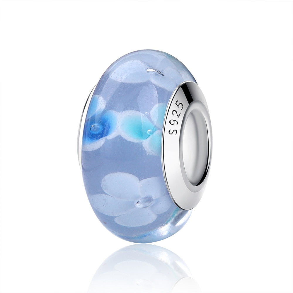 Sterling Silver Glass Bead Wood Stone Murano Flower