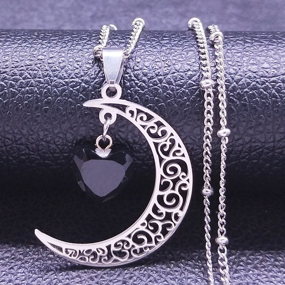 Black Color Stainless Steel Natural Stone Charm