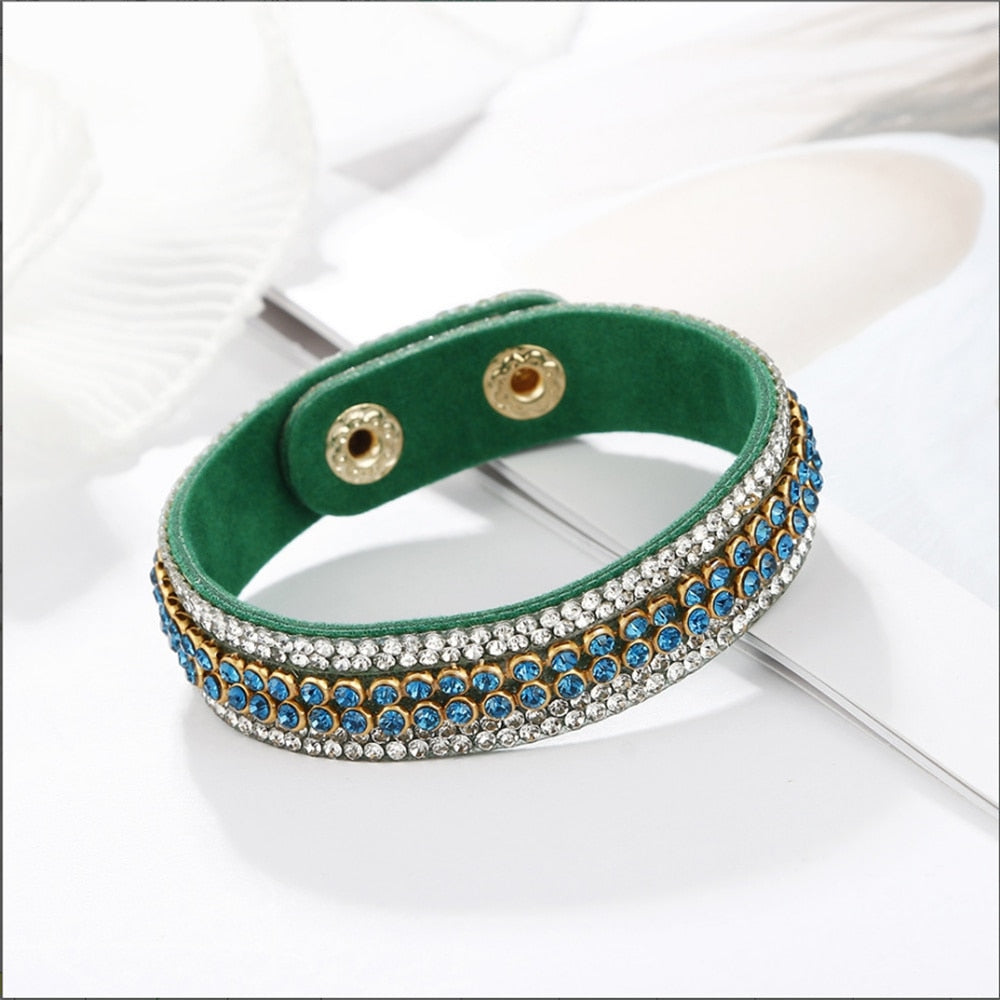 Stone Bracelets For Women Wrap Cuff Slake Leather