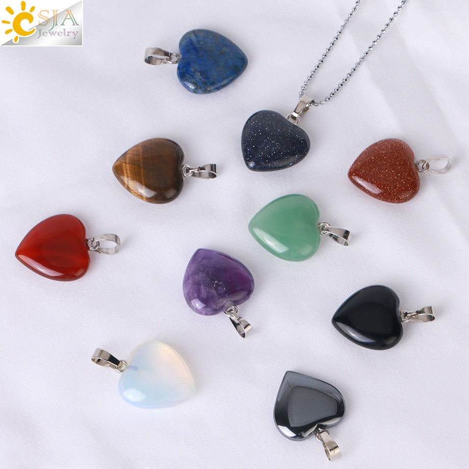 Heart Crystals Natural Stone Necklaces Pendants