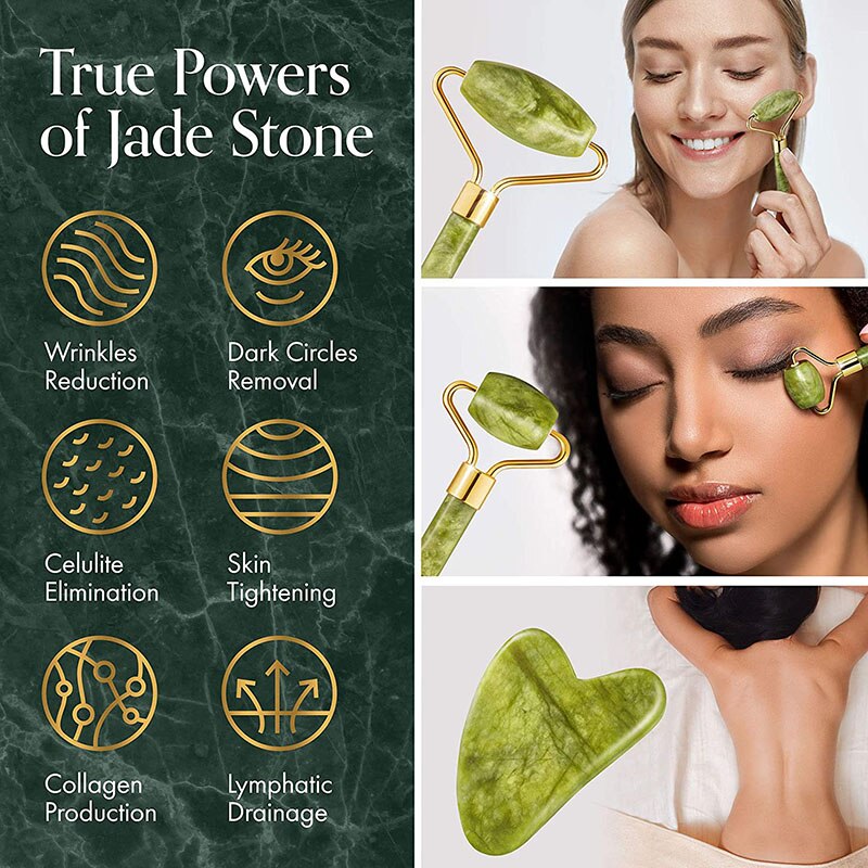 Skin Care Face Jade Massager Roller Gua sha Scraper