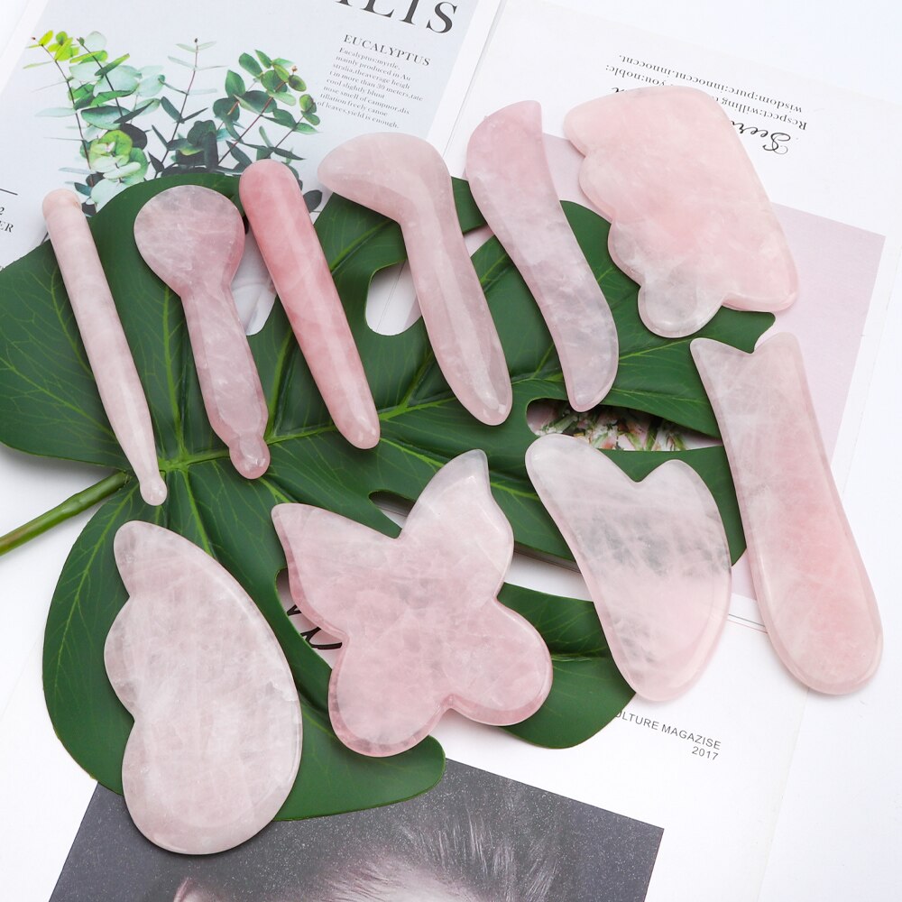 Natural Rose Quartz Jade Stone Gua Sha Massage