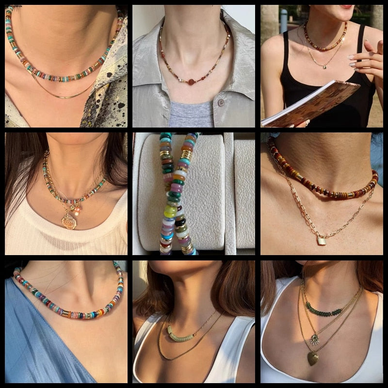 Natural Stone Slice Bead Agates Jades Flat Spacer