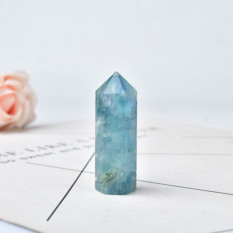 Natural Fluorite Stone Hexagonal Column