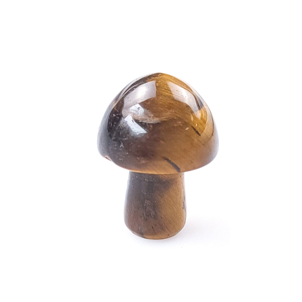 Mini Natural Crystal Mushroom Stone Statue Carving