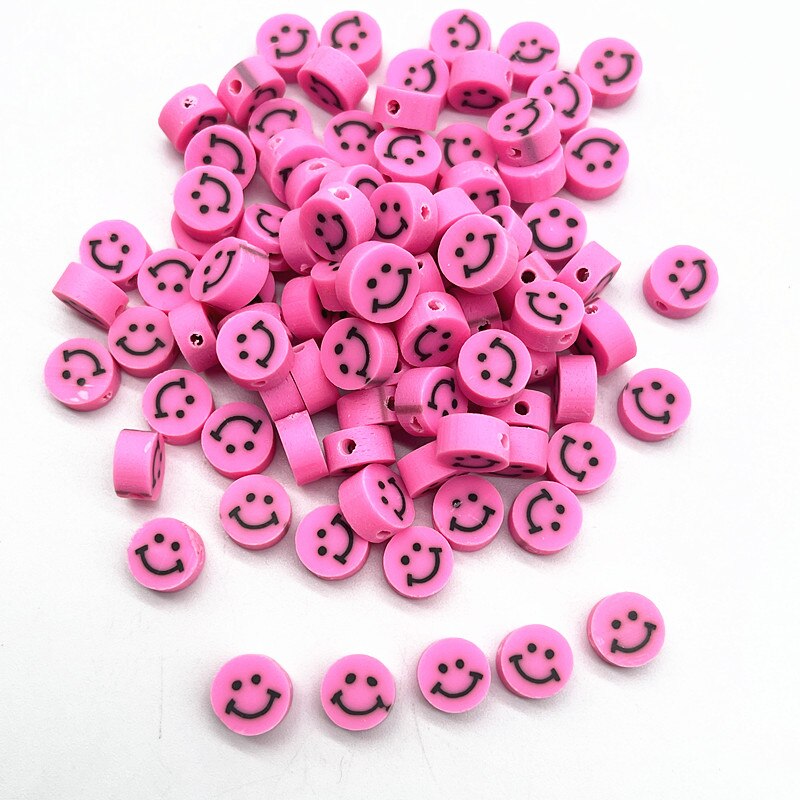 30pcs 10mm Multicolour Smiling Face Beads