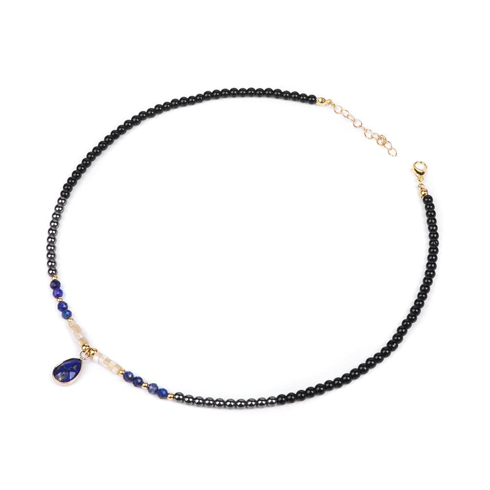 Drop Pendant Necklace Natural Quartz Stone Beaded