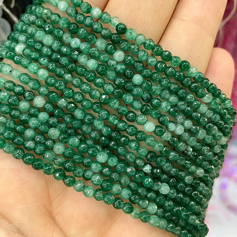 Natural Stone Faceted Round Spacer Beads Fire Agates