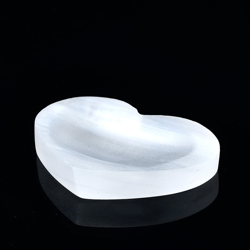 Natural Selenite Bowl Plate Rough Carved Quartz