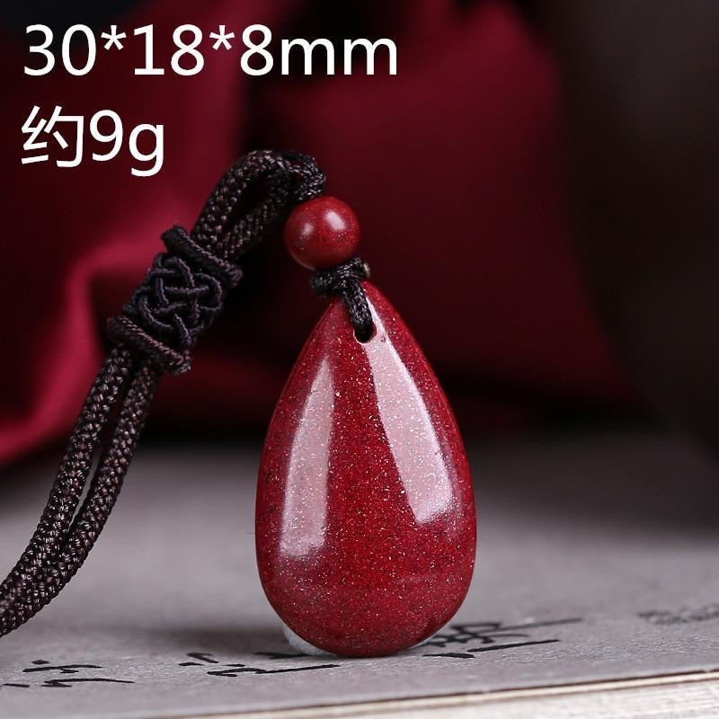 Fashion Cinnabar Jade Water Drop Pendant Necklace