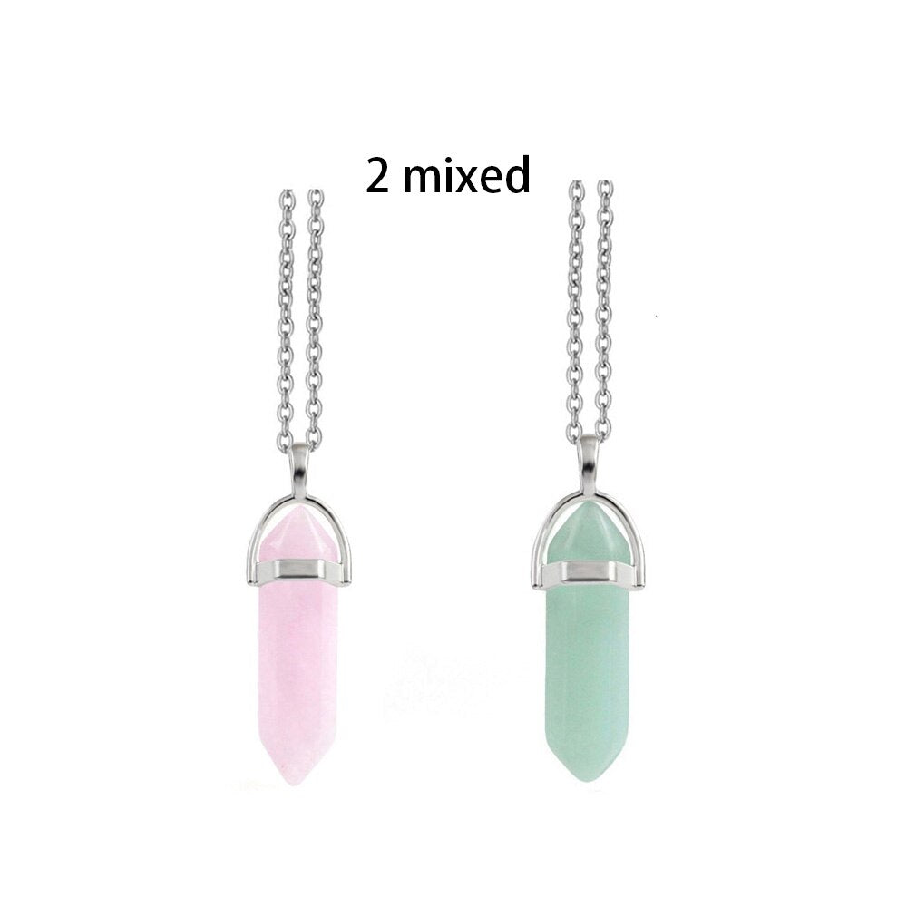 Point Pillar Bullet Hexagonal Column Necklace Stone
