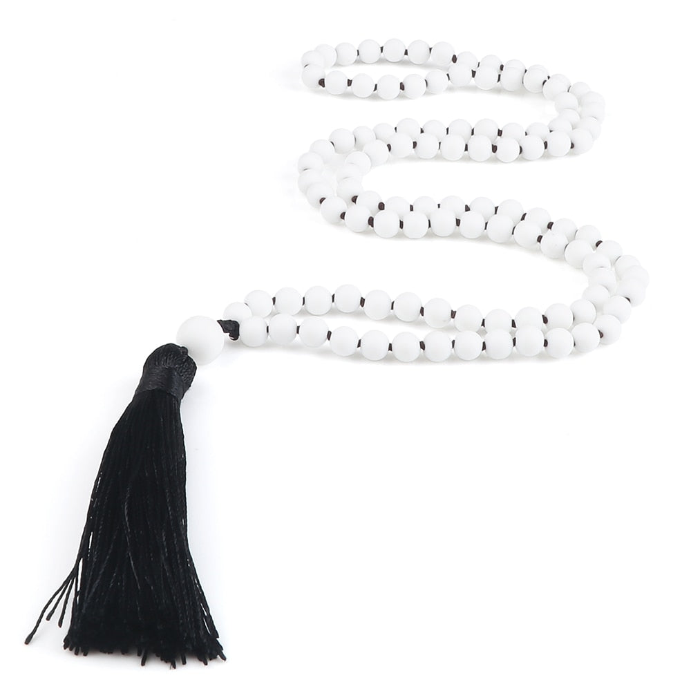108 Beads Prayer Necklace Natural Green Stripe Onyx