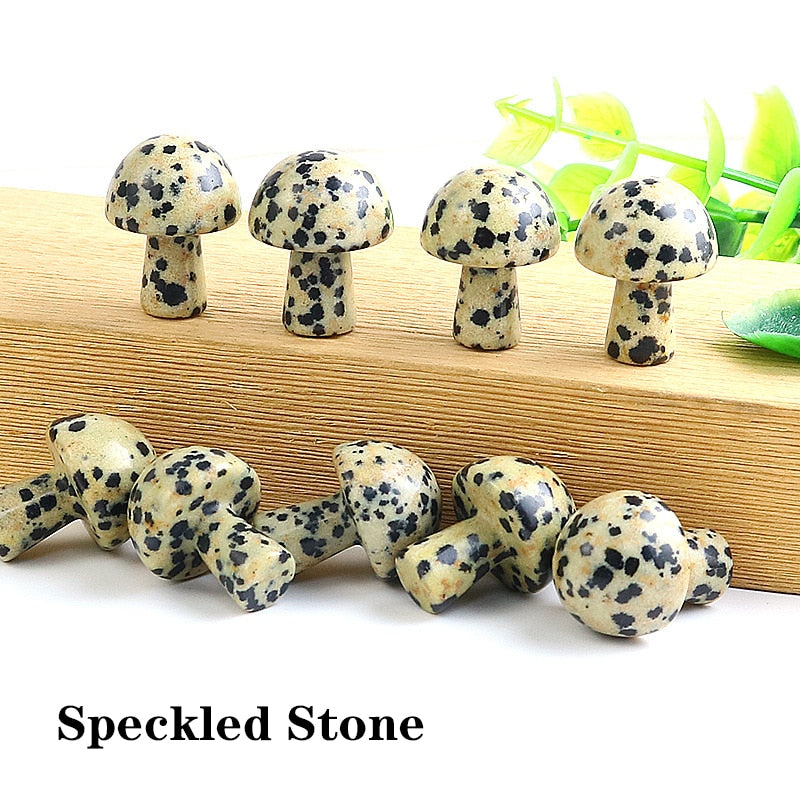 Mini Natural Crystal Mushroom Stone Statue Carving