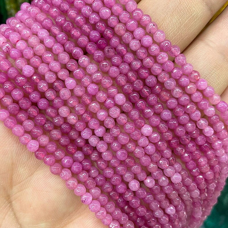 Natural Stone Faceted Round Spacer Beads Fire Agates