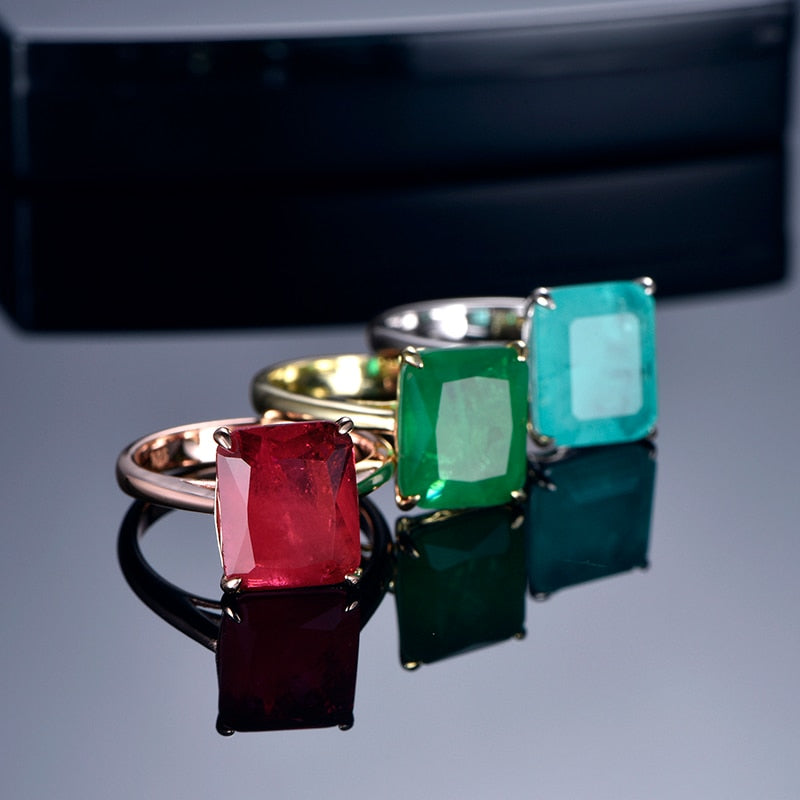 TKJ Emerald Ring Ruby Genuine Ladies Ring