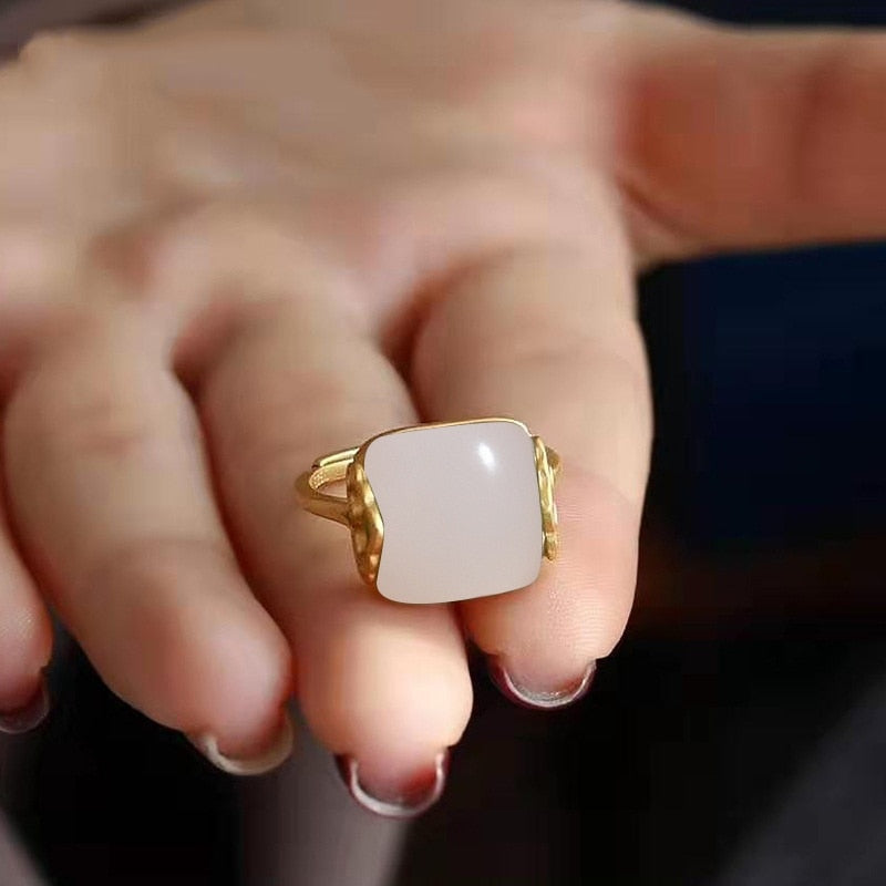 Women's Gold-plated Inlaid Imitation Hetian Jade Green