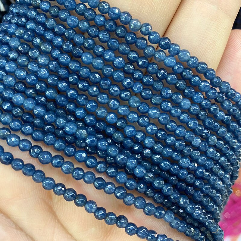 Natural Stone Faceted Round Spacer Beads Fire Agates