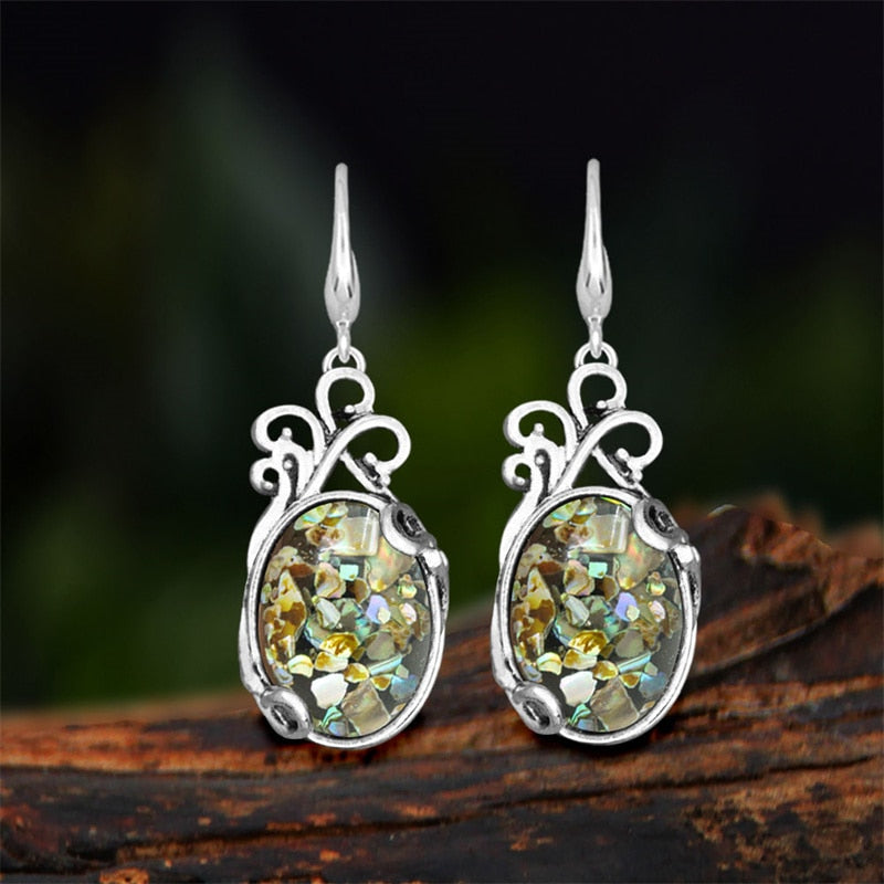 Vintage Natural Jades Dangle Earrings For Women