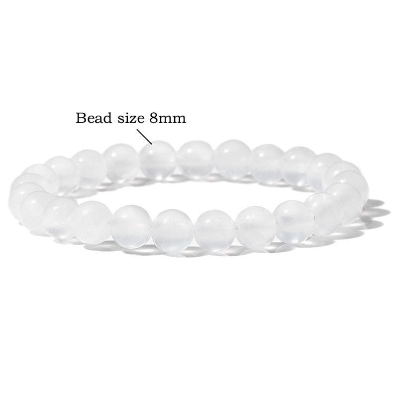 100% Real Natural Gypsum Stone Bracelet White Selenite
