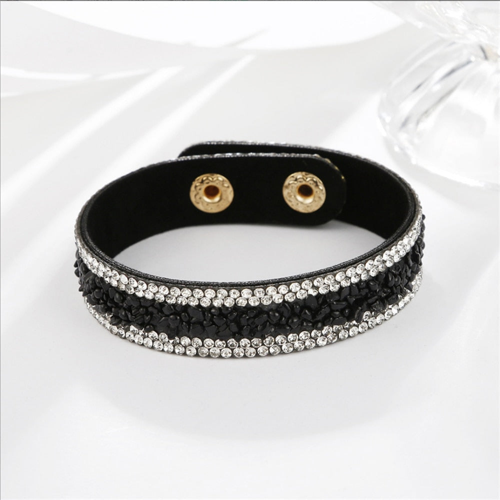Stone Bracelets For Women Wrap Cuff Slake Leather